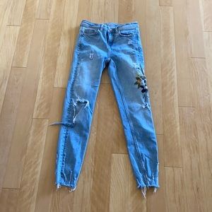 Zara embroidered high-waist distressed skinny jean